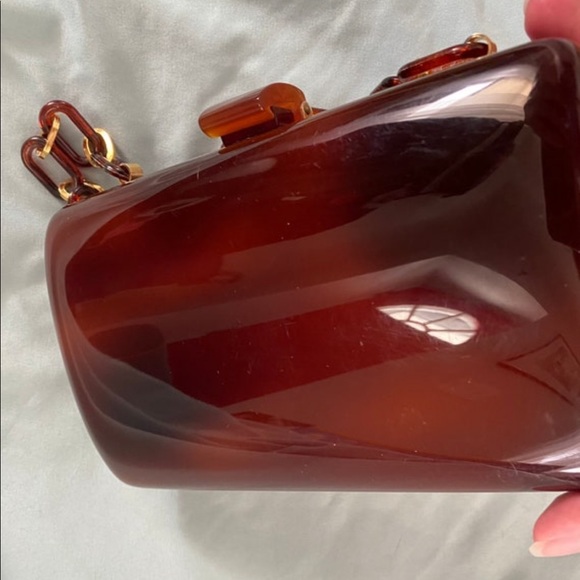 Vintage 1940s 1960s tortoise shell lucite or acrylic handbag - Picture 7 of 10
